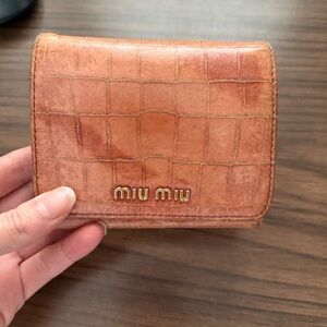 Miu Miu Croc-Embossed Leather Wallet